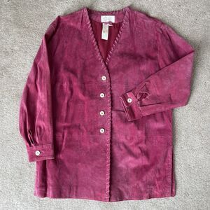 Vintage Suede Jacket Womens Large Pink Western Country Festival Rodeo Side Slits